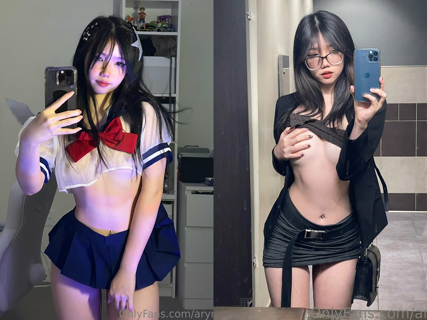 明星顏值女神｜Aryminh｜穿黑絲情趣露臉口交啪啪 8V